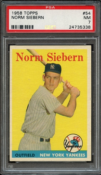 1958 TOPPS 54 NORM SIEBERN PSA NM 7