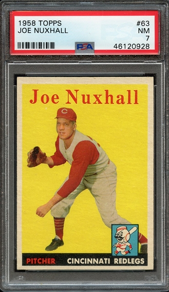 1958 TOPPS 63 JOE NUXHALL PSA NM 7