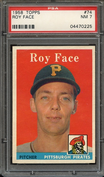 1958 TOPPS 74 ROY FACE PSA NM 7