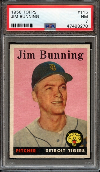 1958 TOPPS 115 JIM BUNNING PSA NM 7