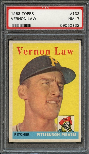 1958 TOPPS 132 VERNON LAW PSA NM 7