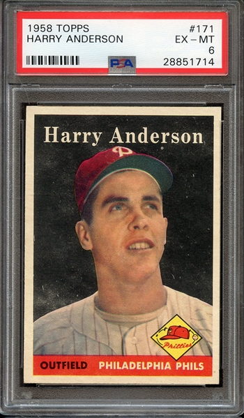 1958 TOPPS 171 HARRY ANDERSON PSA EX-MT 6