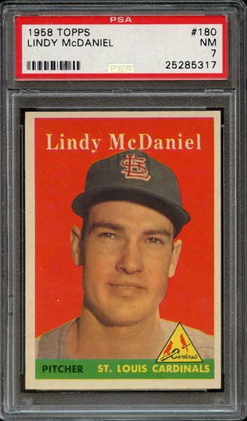 1958 TOPPS 180 LINDY McDANIEL PSA NM 7