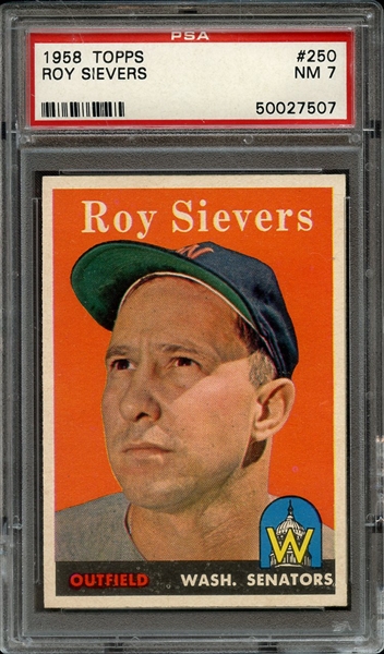 1958 TOPPS 250 ROY SIEVERS PSA NM 7