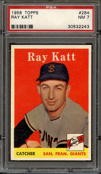 1958 TOPPS 284 RAY KATT PSA NM 7