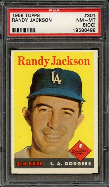 1958 TOPPS 301 RANDY JACKSON PSA NM-MT 8 (OC)