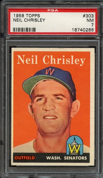 1958 TOPPS 303 NEIL CHRISLEY PSA NM 7