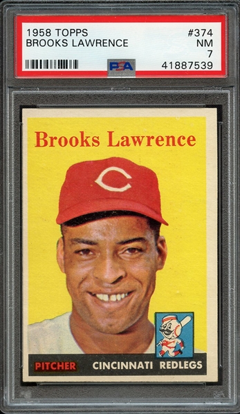 1958 TOPPS 374 BROOKS LAWRENCE PSA NM 7