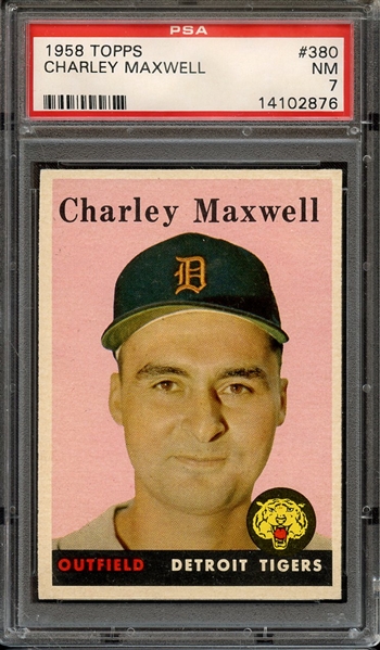 1958 TOPPS 380 CHARLEY MAXWELL PSA NM 7