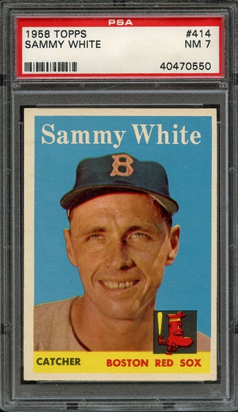 1958 TOPPS 414 SAMMY WHITE PSA NM 7