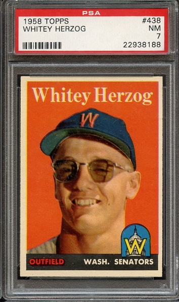 1958 TOPPS 438 WHITEY HERZOG PSA NM 7