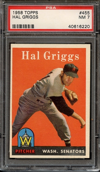 1958 TOPPS 455 HAL GRIGGS PSA NM 7