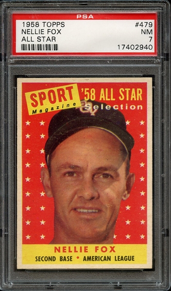 1958 TOPPS 479 NELLIE FOX ALL STAR PSA NM 7