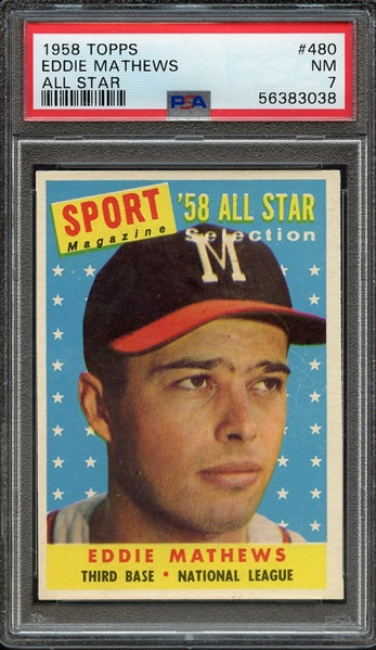 1958 TOPPS 480 EDDIE MATHEWS ALL STAR PSA NM 7