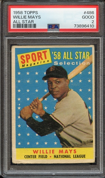 1958 TOPPS 486 WILLIE MAYS ALL STAR PSA GOOD 2