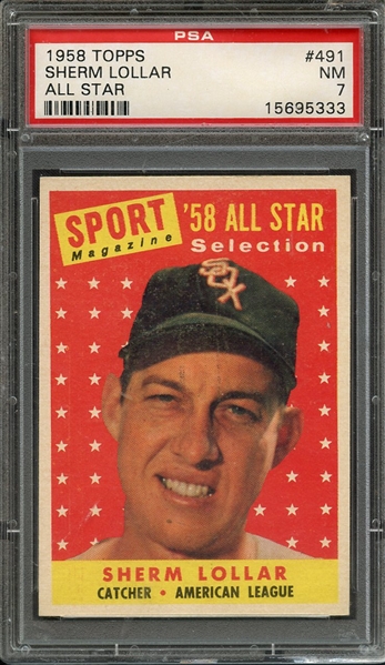 1958 TOPPS 491 SHERM LOLLAR ALL STAR PSA NM 7