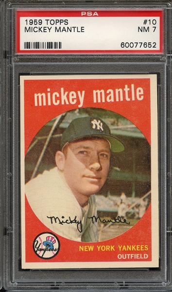 1959 TOPPS 10 MICKEY MANTLE PSA NM 7