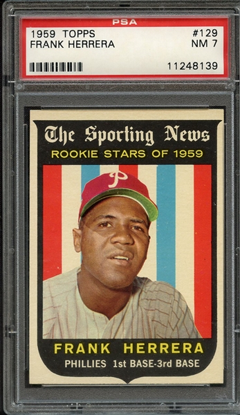 1959 TOPPS 129 FRANK HERRERA PSA NM 7