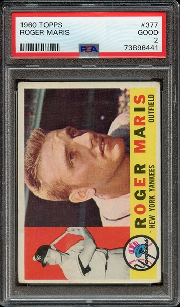 1960 TOPPS 377 ROGER MARIS PSA GOOD 2