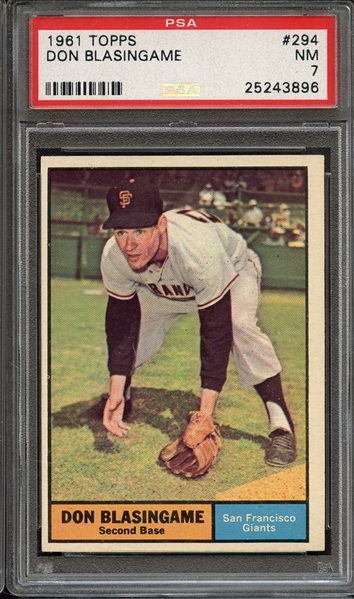 1961 TOPPS 294 DON BLASINGAME PSA NM 7