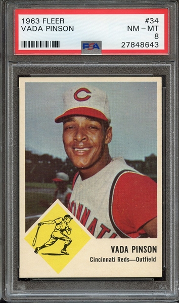 1963 FLEER 34 VADA PINSON PSA NM-MT 8