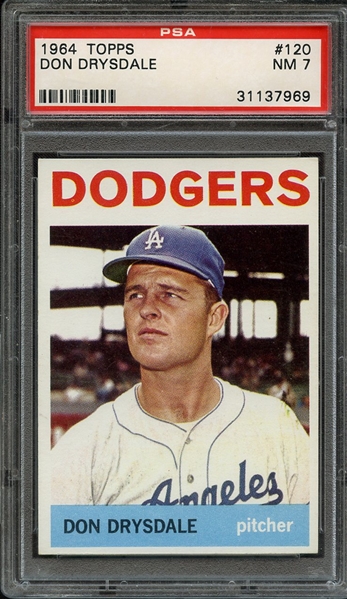 1964 TOPPS 120 DON DRYSDALE PSA NM 7