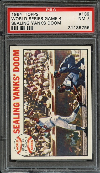 1964 TOPPS 139 WORLD SERIES GAME 4 SEALING YANKS' DOOM PSA NM 7