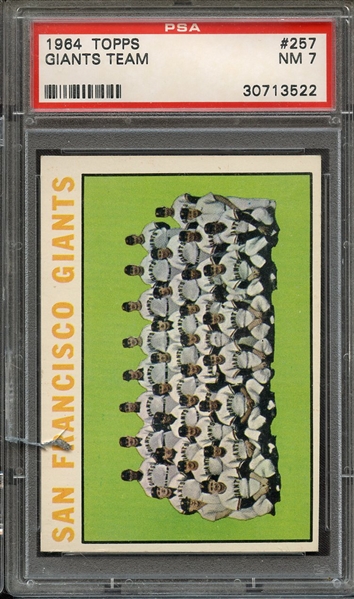 1964 TOPPS 257 GIANTS TEAM PSA NM 7