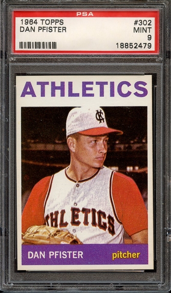 1964 TOPPS 302 DAN PFISTER PSA MINT 9