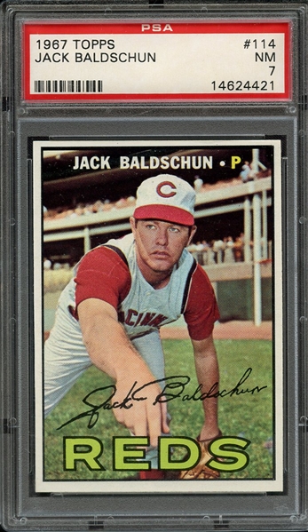 1967 TOPPS 114 JACK BALDSCHUN PSA NM 7