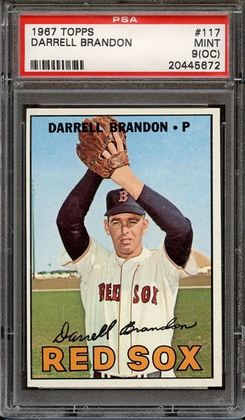 1967 TOPPS 117 DARRELL BRANDON PSA MINT 9 (OC)