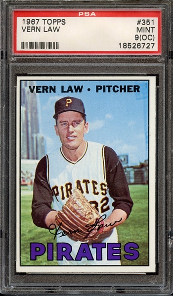 1967 TOPPS 351 VERN LAW PSA MINT 9 (OC)