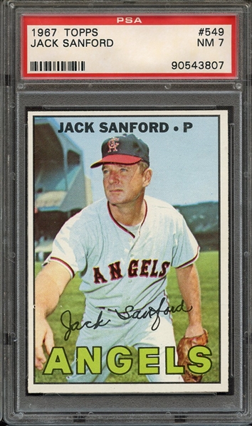 1967 TOPPS 549 JACK SANFORD PSA NM 7