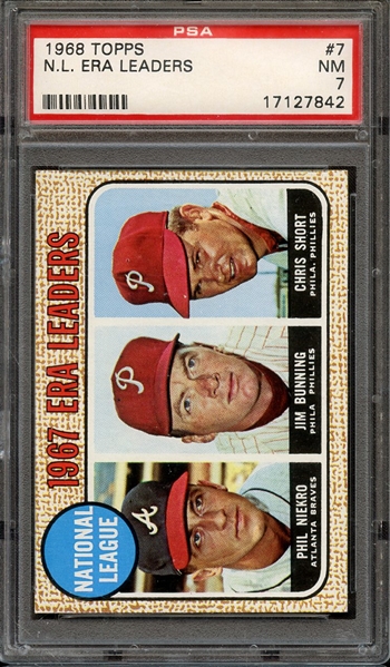 1968 TOPPS 7 N.L. ERA LEADERS PSA NM 7