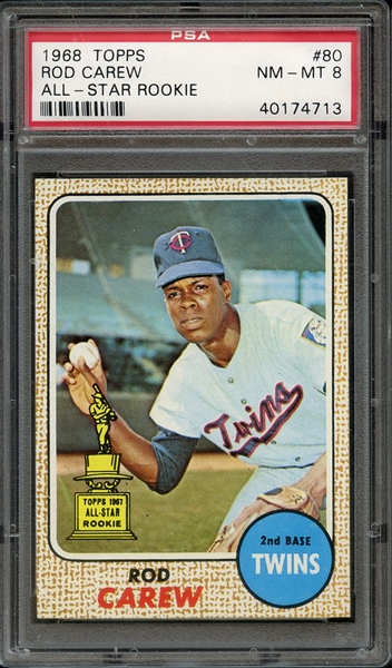 1968 TOPPS 80 ROD CAREW ALL-STAR ROOKIE PSA NM-MT 8