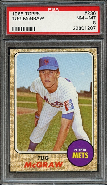 1968 TOPPS 236 TUG McGRAW PSA NM-MT 8