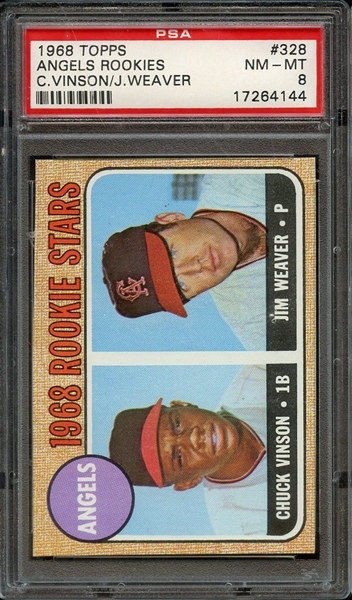 1968 TOPPS 328 ANGELS ROOKIES C.VINSON/J.WEAVER PSA NM-MT 8