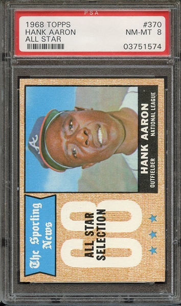 1968 TOPPS 370 HANK AARON ALL STAR PSA NM-MT 8