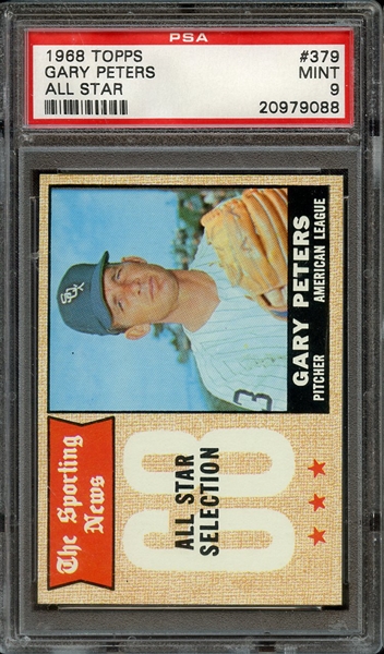 1968 TOPPS 379 GARY PETERS ALL STAR PSA MINT 9