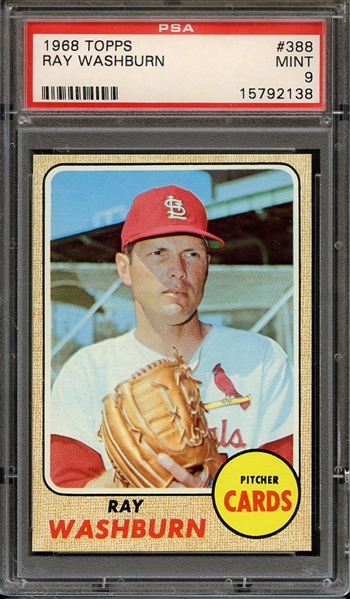 1968 TOPPS 388 RAY WASHBURN PSA MINT 9