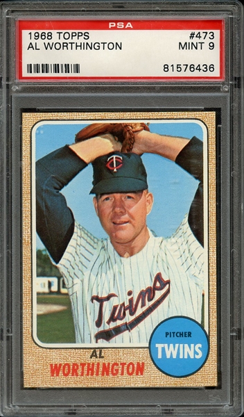 1968 TOPPS 473 AL WORTHINGTON PSA MINT 9