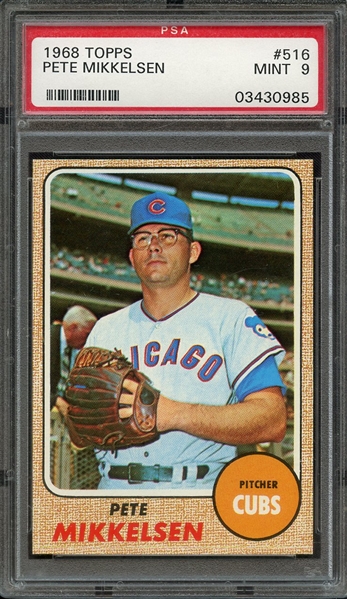 1968 TOPPS 516 PETE MIKKELSEN PSA MINT 9