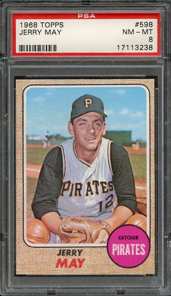 1968 TOPPS 598 JERRY MAY PSA NM-MT 8