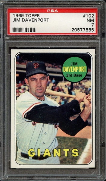 1969 TOPPS 102 JIM DAVENPORT PSA NM 7