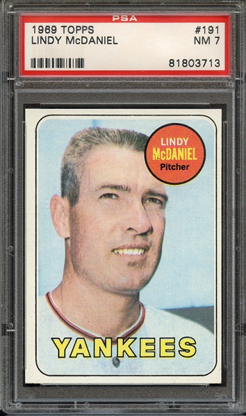 1969 TOPPS 191 LINDY McDANIEL PSA NM 7