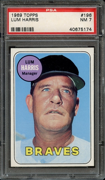 1969 TOPPS 196 LUM HARRIS PSA NM 7