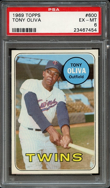 1969 TOPPS 600 TONY OLIVA PSA EX-MT 6