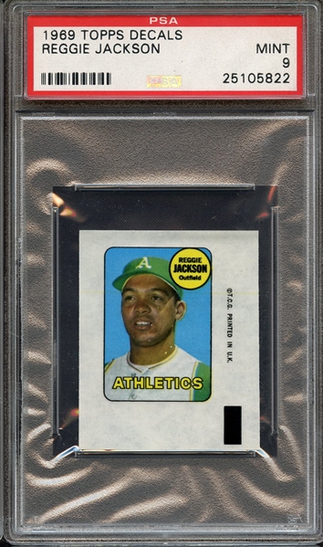 1969 TOPPS DECALS REGGIE JACKSON PSA MINT 9