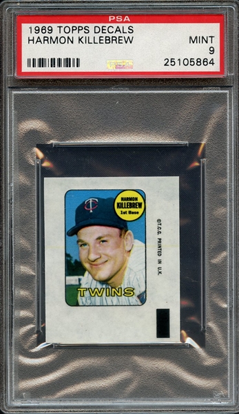 1969 TOPPS DECALS HARMON KILLEBREW PSA MINT 9