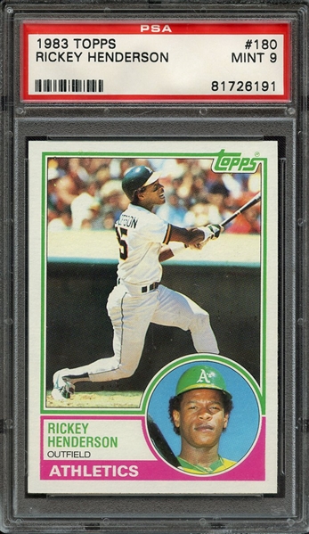 1983 TOPPS 180 RICKEY HENDERSON PSA MINT 9